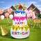 4FT Birthday Cake Party Outdoor Inflatable Decoration, Inflatable Decoration with LED Lights, Suitable for Gardens, Patios, and Lawns.